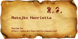 Matejko Henrietta névjegykártya